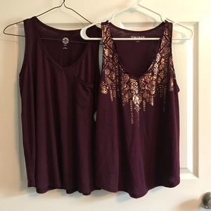 2 maroon tank tops, SO & Mudd Brand